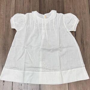 White Embroidered Short Sleeve baby dress‎ handmade